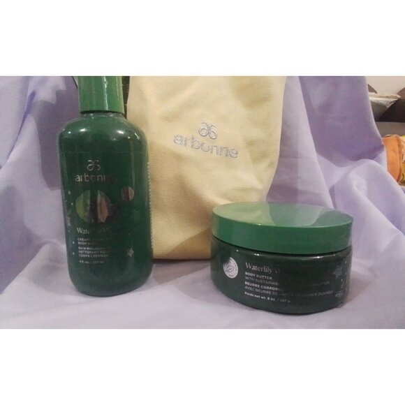 Arbonne Waterlily Woods Body Butter & Bubble Bath/Body Wash Set With Bag - Picture 2 of 4